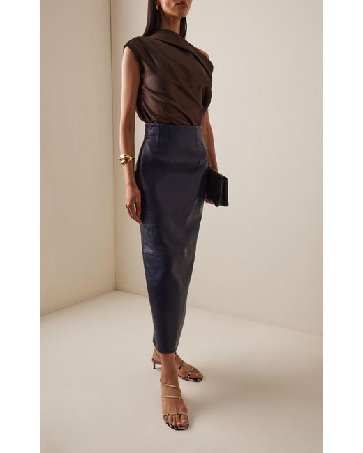 Jonathan Simkhai Brown Vivia Draped Satin Top