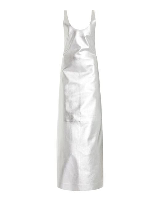 Gabriela Hearst White Ellson Metallic Leather Maxi Dress