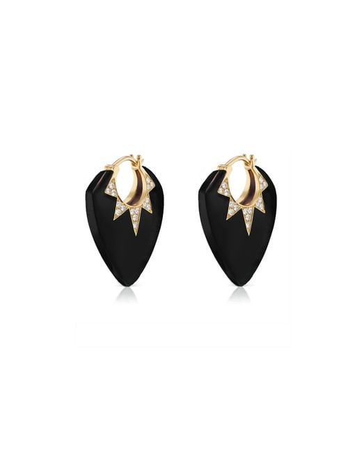 Sorellina Black Stone Guitar Pick 18K Multi-Stone Earrings