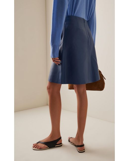 Totême  Blue Leather Midi Skirt