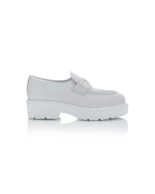 Miu Miu White Decollete Leather Loafers