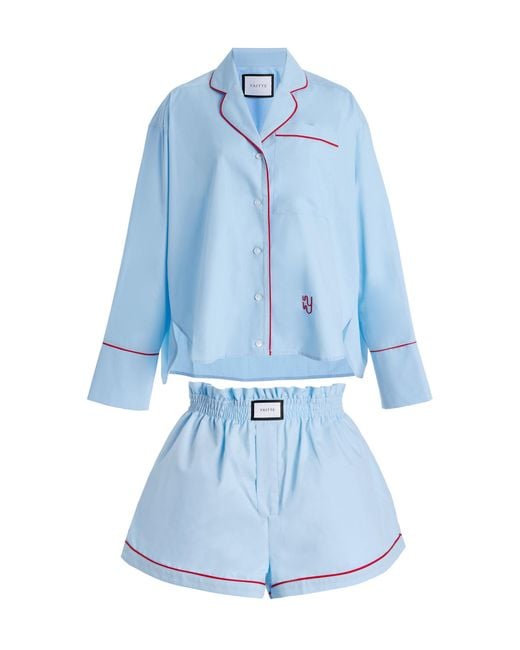 YAITTE Blue Exclusive Provence Cotton Poplin Pajama Set