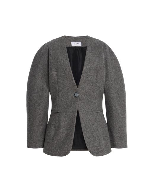 Sloan Gray Circular-Sleeve Wool Blazer