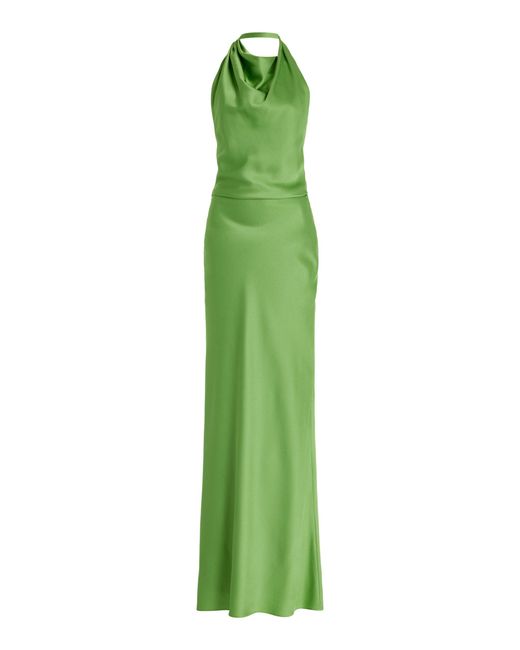 Jonathan Simkhai Green Reannon Draped Satin Gown