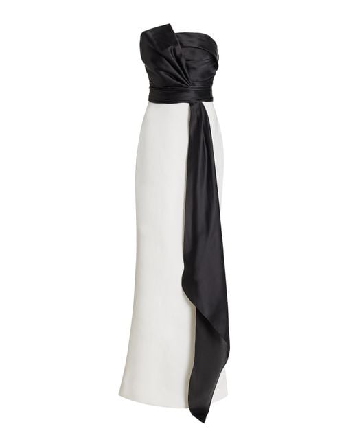 Marchesa Black Exclusive Draped Two-tone Silk Gown