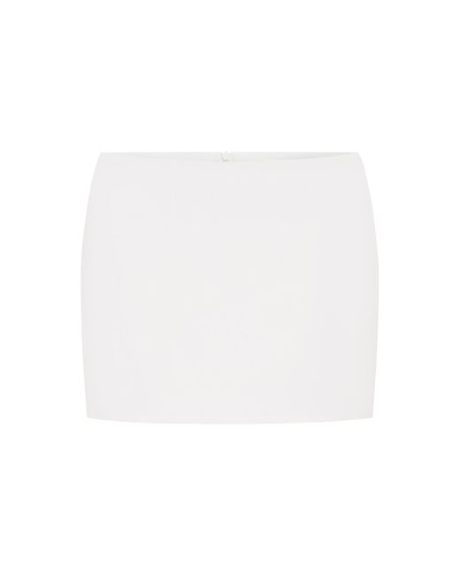 Alex Perry White Low-Rise Leather Mini Skirt