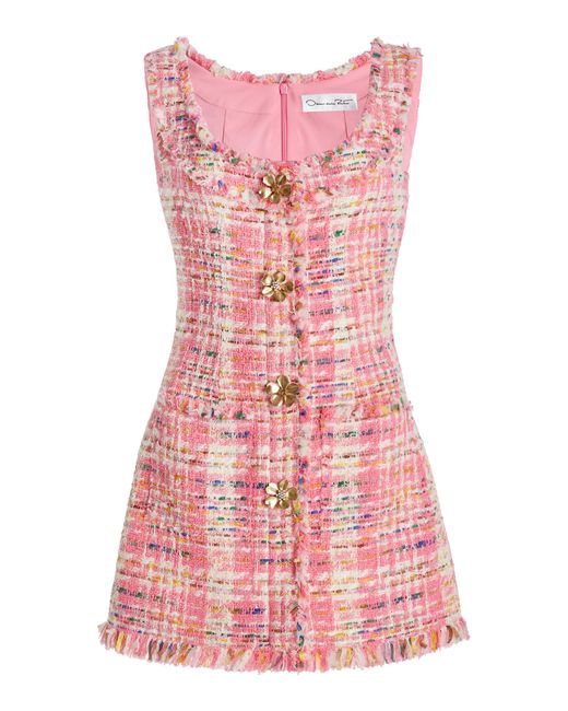 Oscar de la Renta Ribbon Tweed Dress in Pink | Lyst
