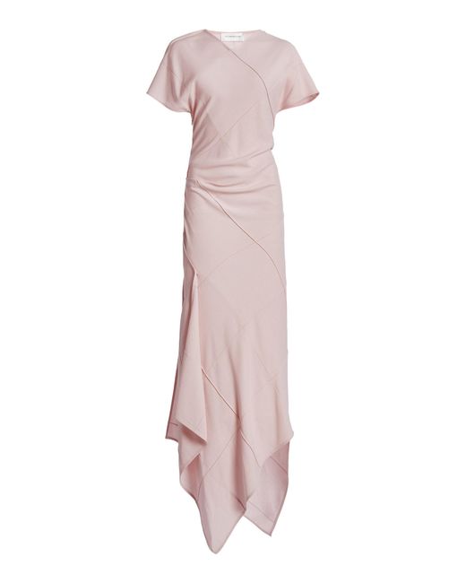Victoria Beckham Pink Asymmetrical Seam-Detailed Midi Dress