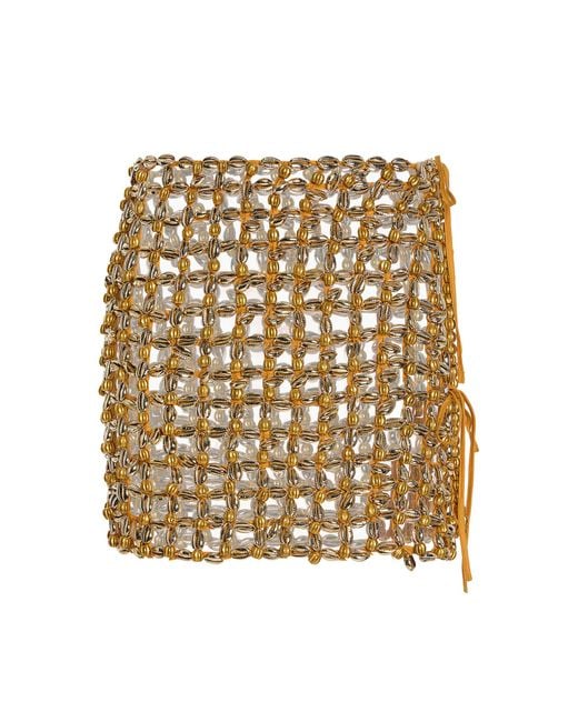 Kilentar Metallic Exclusive Imole Embellished Woven Mini Skirt