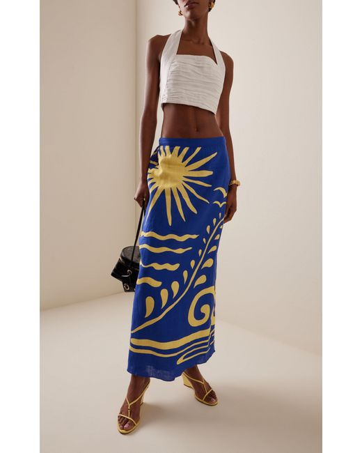 Cala De La Cruz White Fiji Linen Halter Crop Top