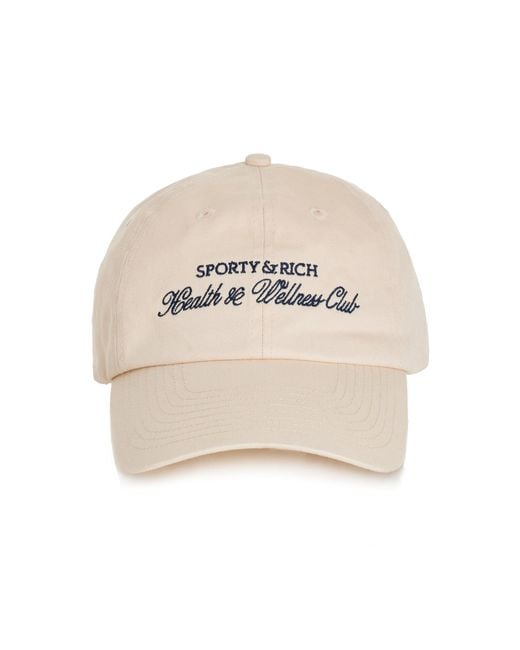 Sporty & Rich Natural H&w Club Embroidered Cotton Baseball Cap
