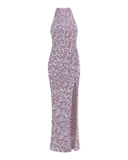 La Fuori Purple Mauve Stellar Slit Silk Maxi Dress