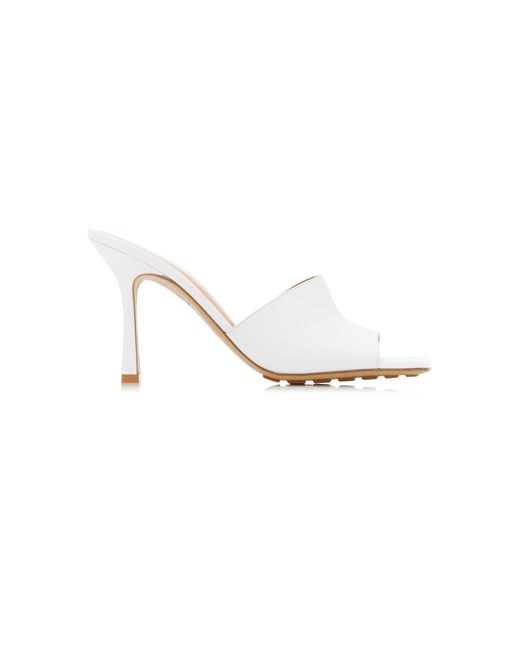 Bottega Veneta White Stretch Leather Slide Sandals