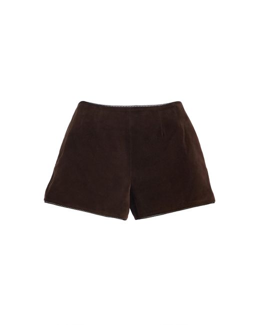 Brandon Maxwell Black Exclusive Suede Mini Shorts