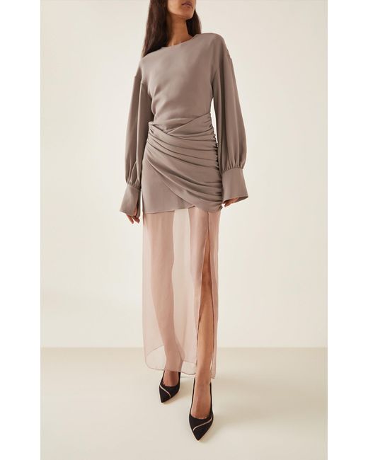 Nensi Dojaka White Drop-Waist Midi Dress