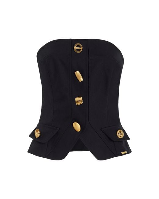 Franchise Blue Exclusive Bijou Buttoned Cotton Gabardine Strapless Vest