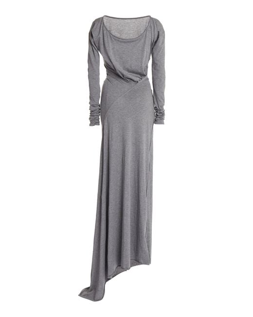 Victoria Beckham Gray Circle-neck Cotton Maxi Dress
