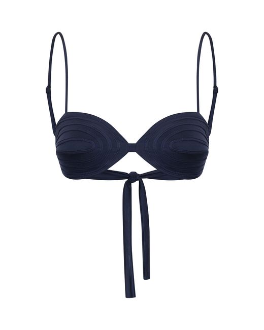 ANDRES OTALORA Blue Vida Volviendo Embellished Bikini Top