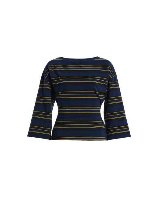 EB DENIM Blue Douglas Striped Stretch-Cotton Top