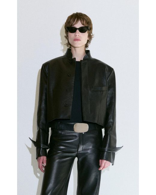 DARKPARK Black Maxime Cropped Leather Blazer