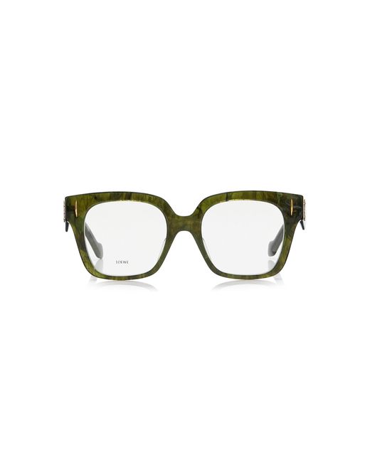 Loewe Green Square-Frame Acetate Glasses