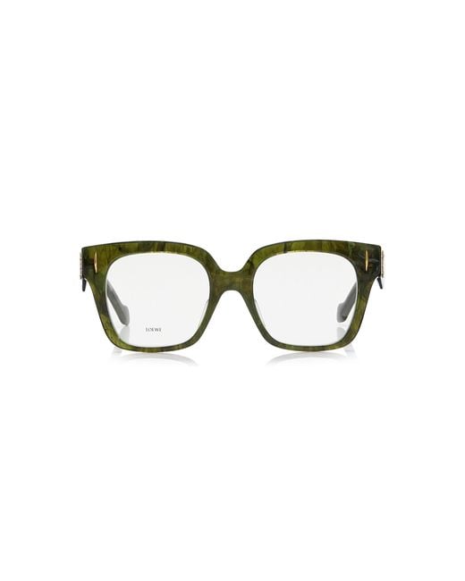 Loewe Green Square-Frame Acetate Glasses