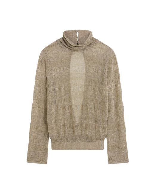 Posse Natural Sass Metallic Knit Turtleneck Top