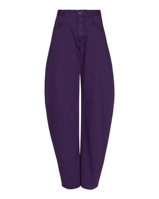 Alaïa Purple Round Mid-Rise Barrel-Leg Jeans