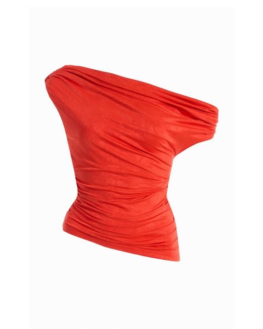Significant Other Red Exclusive Nala Off-The-Shoulder Ruched Jersey Top