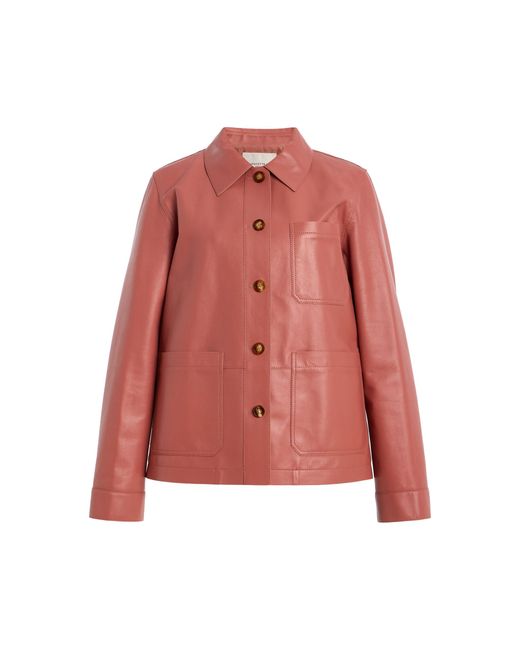 Lafayette 148 New York Red Lambskin Patch Pocket Jacket