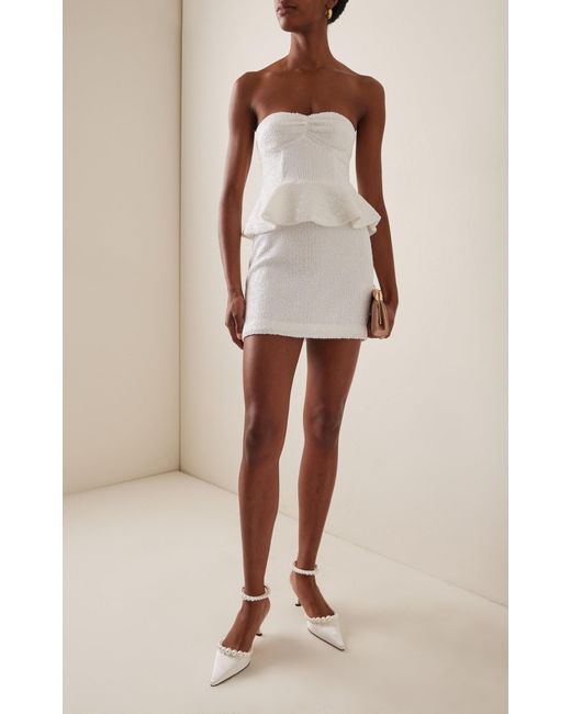 ROTATE BIRGER CHRISTENSEN White Peplum Sequin Mini Dress