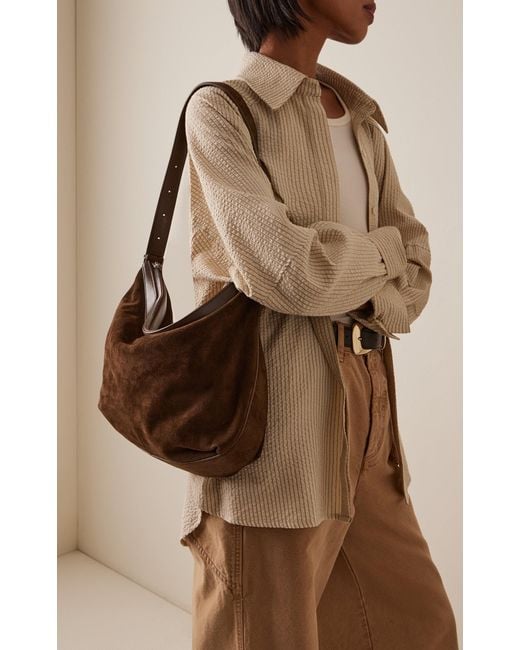 Staud Brown Demy Large Suede Shoulder Bag