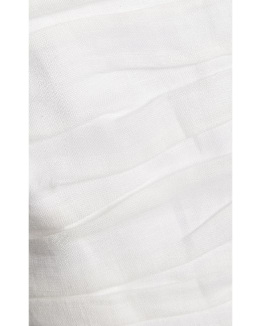 Cala De La Cruz White Fiji Linen Halter Crop Top