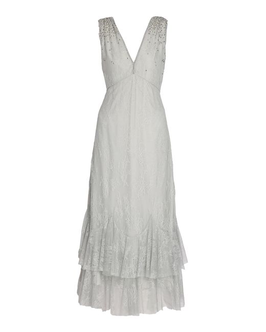 Erdem White Floral Lace Maxi Dress