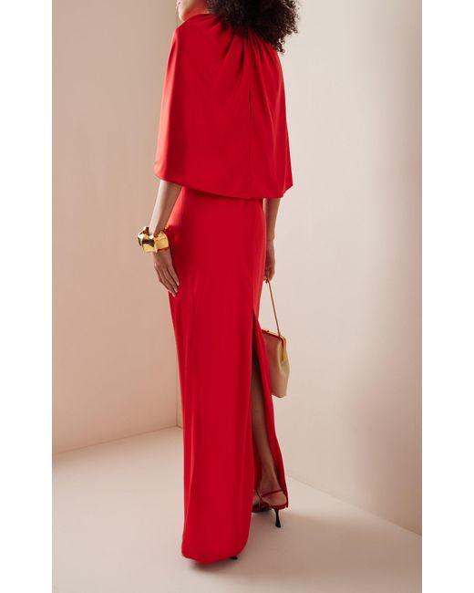 Brandon Maxwell Red Exclusive Silk Cape Gown