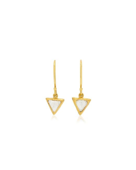 Amrapali Metallic 18k Yellow Gold Kundan Diamond Triangle Drop Earrings