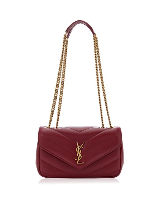Saint Laurent Red Loulou Small Matelassé Leather Bag