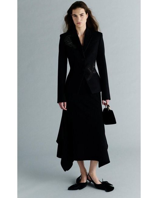 Erdem Black Embellished Wool Blazer