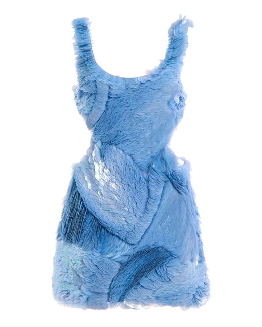 Jonathan Simkhai Blue Emilie Linen Sequin Mini Dress