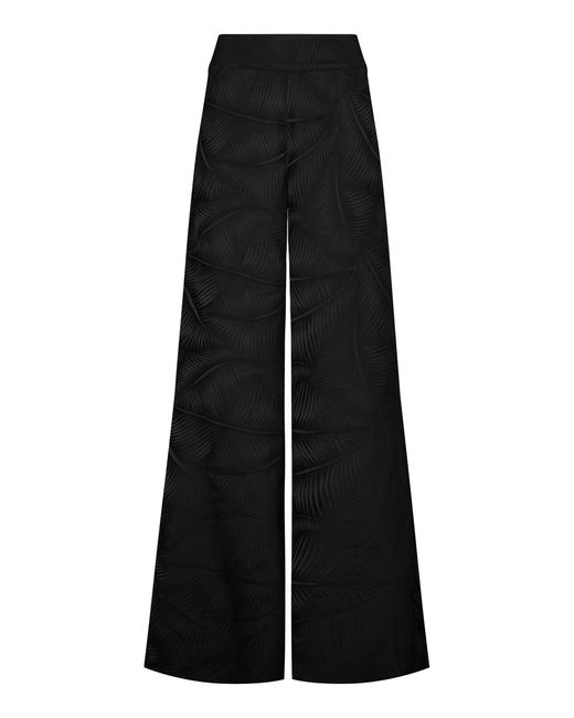 Johanna Ortiz Black Laidback Energy Mid-Rise Wide-Leg Pants