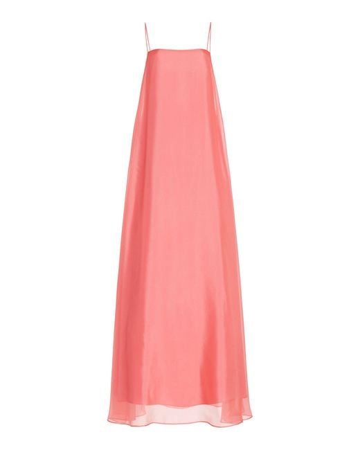 Staud Pink Delfina Satin Maxi Dress