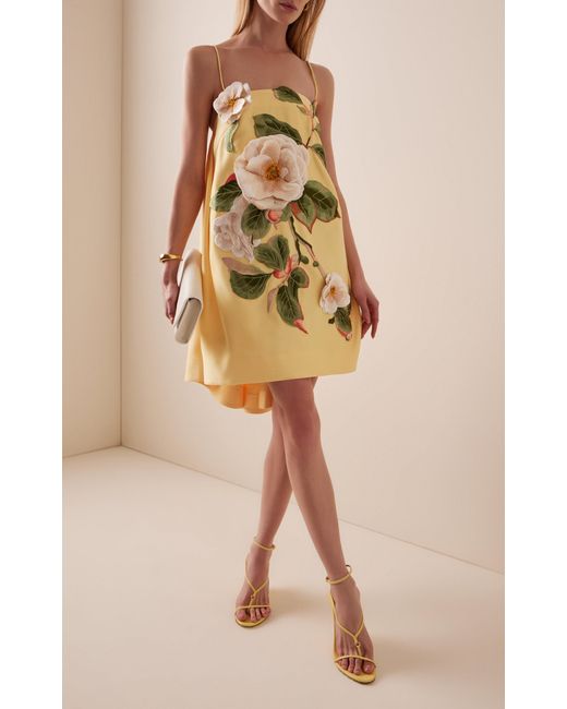 leo lin felicia dress LEO LIN Exclusive Felicia Appliquéd Camelia-Printed Mini Dress in Metallic
