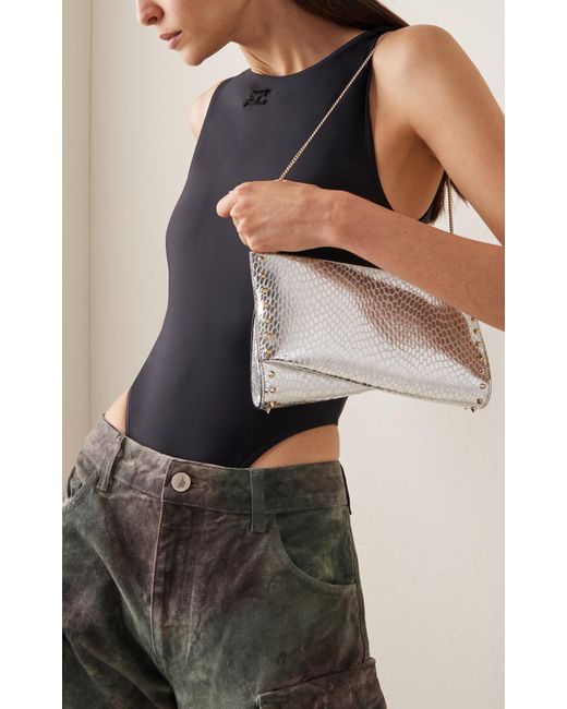 Christian Louboutin White Small Loubitwist Croc-effect Leather Bag