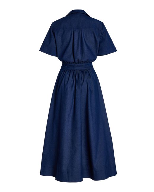 Carolina Herrera A-line Stretch Denim Midi Shirt Dress in Blue | Lyst