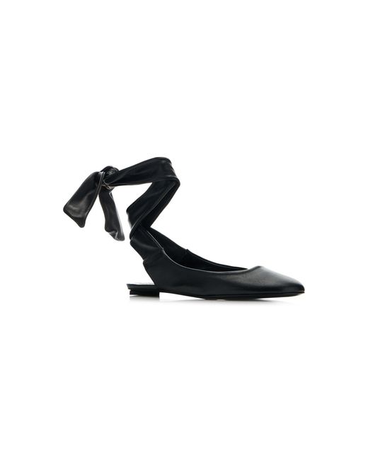 The Attico Black Cloe Lace-up Leather Ballet Flats
