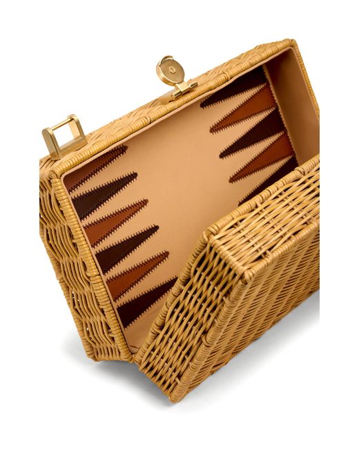 Cult Gaia White The Backgammon Wicker Clutch