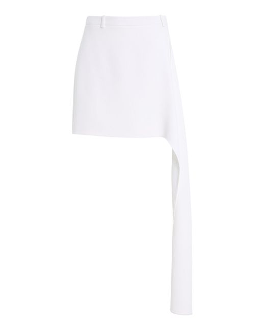 Michael Kors White Asymmetric Streamer Crepe Mini Skirt