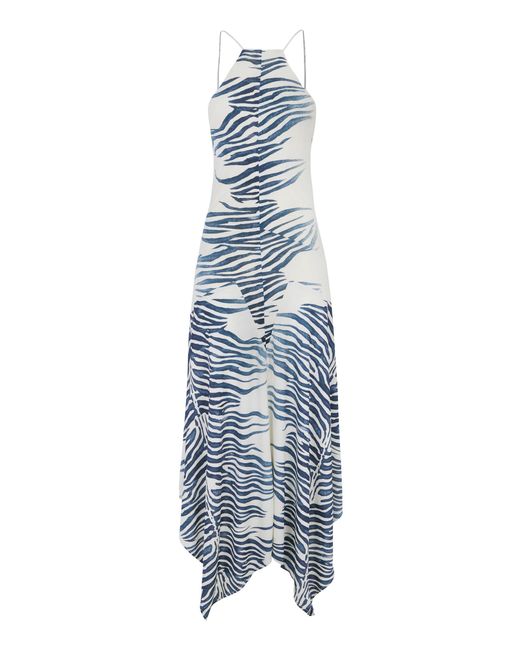 De La Vali Blue Artemis Zebra Jersey Midi Dress