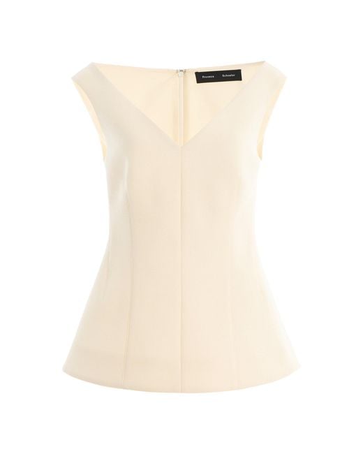 Proenza Schouler Natural Mariam Wool-Scuba Top