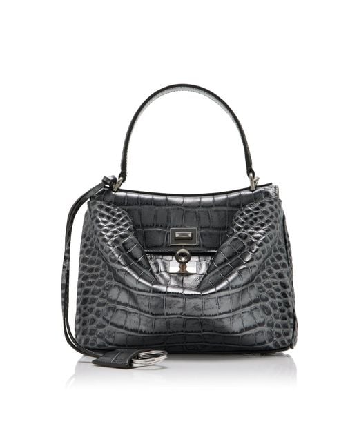 Balenciaga Black Rodeo Croc-Effect Leather Top Handle Bag